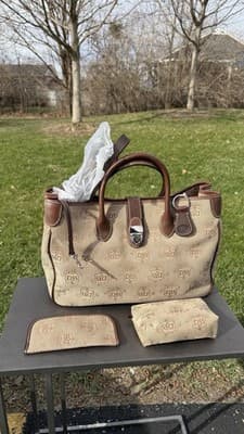 Dooney & Bourke DB Signature Canvas Double Handle Tote Bag Set New - Thumbnail 3