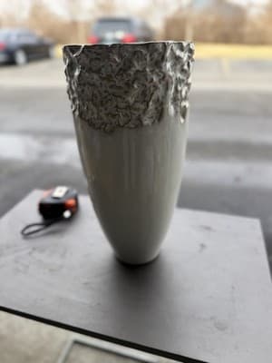 Vintage Mid Century Modern Ceramic Vase Textured Brown Cream Brutalist Style - Thumbnail 2