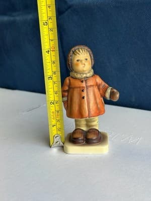 Goebel Child Figurine Winter Coat Orange Jacket 1981 Germany Vintage - Thumbnail 2