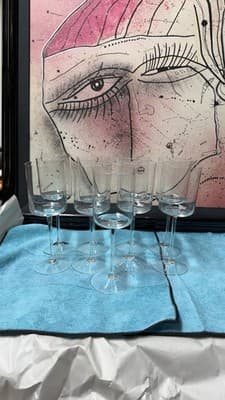 Set of 9 Modern Tall Wine Glasses – Clear Cylindrical Bowl, 9.5” Height - Thumbnail 2