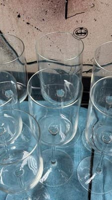 Set of 9 Modern Tall Wine Glasses – Clear Cylindrical Bowl, 9.5” Height - Thumbnail 9
