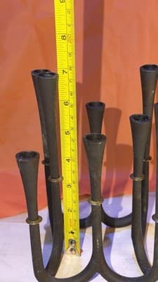 Vintage Wrought Iron 7-Arm Candelabra – Black Metal – 8” Tall – Rustic Decor - Thumbnail 6