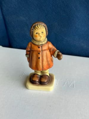 Goebel Child Figurine Winter Coat Orange Jacket 1981 Germany Vintage