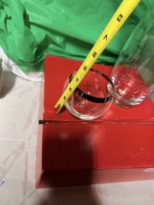 Crate & Barrel Glass Pitcher Stirrer & Tumbler Set Silver Rim Barware - Thumbnail 11