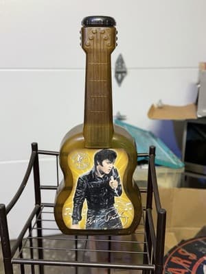 VINTAGE Elvis Presley Plastic Guitar Coin Bank Container + Lid 22” Rare Signed!