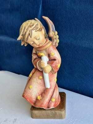 Goebel Angel Figurine w Candle on Wood Base First Issue Best of All - Thumbnail 5