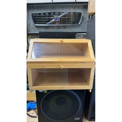 Bamboo 2 Layer Bread Box Kitchen Countertop Storage Bin Wood Double Compartment - Thumbnail 2