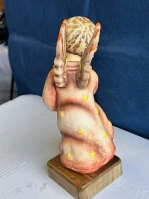 Goebel Angel Figurine w Candle on Wood Base First Issue Best of All - Thumbnail 3