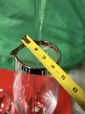 Crate & Barrel Glass Pitcher Stirrer & Tumbler Set Silver Rim Barware - Thumbnail 6