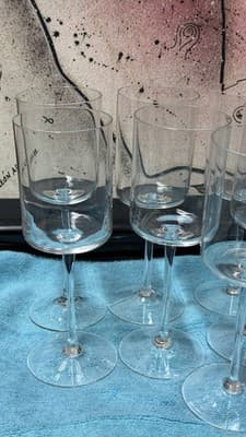 Set of 9 Modern Tall Wine Glasses – Clear Cylindrical Bowl, 9.5” Height - Thumbnail 5