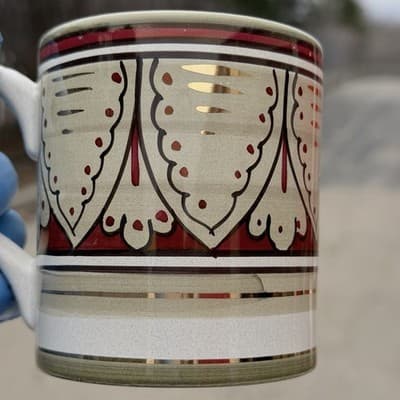 Authentic Sberna Deruta Italy Pottery Mug-Hand Painted - Thumbnail 4