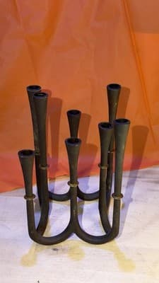 Vintage Wrought Iron 7-Arm Candelabra – Black Metal – 8” Tall – Rustic Decor - Thumbnail 5