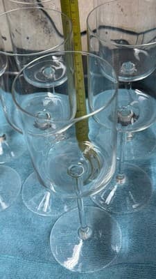 Set of 9 Modern Tall Wine Glasses – Clear Cylindrical Bowl, 9.5” Height - Thumbnail 7