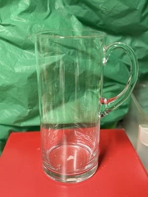 Clear Glass Pitcher with Handle & Spout ~8” Tall Water Juice Beverage Server