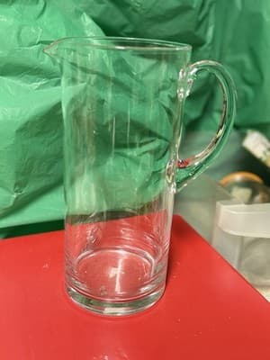 Clear Glass Pitcher with Handle & Spout ~8” Tall Water Juice Beverage Server - Thumbnail 2