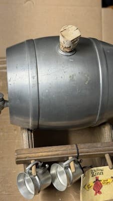 Vintage German Pewter Beer Barrel Keg w Stand & 4 Cups Frieling Zinn - Thumbnail 5