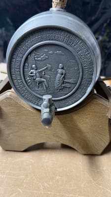 Vintage German Pewter Beer Barrel Keg w Stand & 4 Cups Frieling Zinn - Thumbnail 12