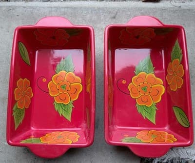 Temptations Ovenware Set of 2 Poppy Passion 1.5 Qt Baking Dishes