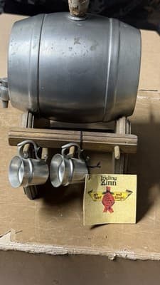 Vintage German Pewter Beer Barrel Keg w Stand & 4 Cups Frieling Zinn - Thumbnail 4