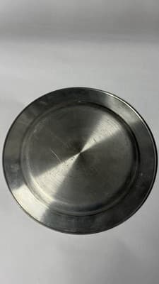 Vintage Pewter Wall Plate Medieval Scene Scalloped Edge Decorative Plate - Thumbnail 4