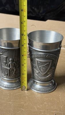 Vintage Pewter Beer Goblets Set of 2 German Guild Style Cups - Thumbnail 9