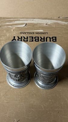 Vintage Pewter Beer Goblets Set of 2 German Guild Style Cups - Thumbnail 8