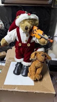 Holiday Elegance Christmas Bear Couple 22” Plush Figurines w Dogs Decor - Thumbnail 13