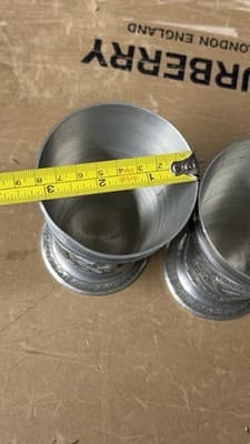 Vintage Pewter Beer Goblets Set of 2 German Guild Style Cups - Thumbnail 10