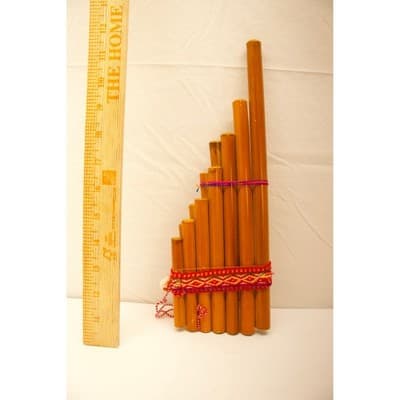 11.5" Andean Bamboo Pan Flute 13 Pipe Double Row Siku Zampoña Folk Instrument - Thumbnail 3