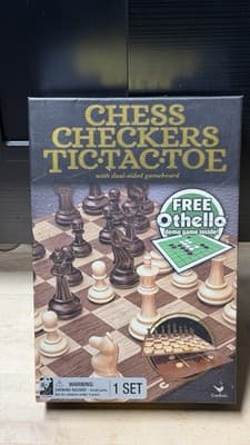 Chess Checkers Tic Tac Toe Board Game Set w/ Othello Demo Complete - Thumbnail 2