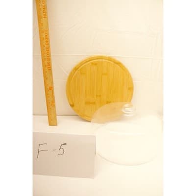 Bamboo Cheese Board with Glass Cloche Dome Round Serving Platter 11 Inch F-5 - Thumbnail 6
