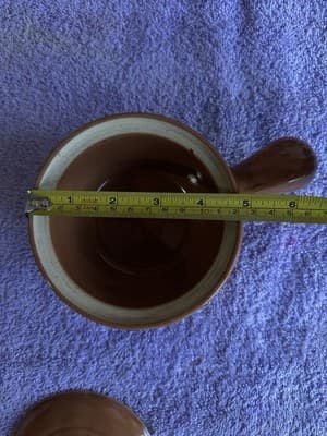 Vintage Brown Glazed Ceramic Soup Bowl with Handle & Lid – 5” Diameter - Thumbnail 6