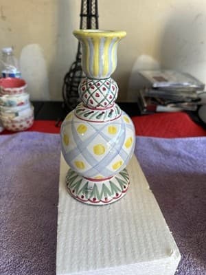 Joyful Collection Hand Painted Ceramic Candle Holder with Box – Made in China
