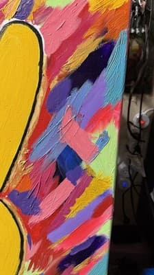 Abstract Pop Art Yellow Bunny Painting Colorful Canvas Wall Art 28x22 - Thumbnail 5