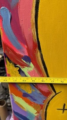 Abstract Pop Art Yellow Bunny Painting Colorful Canvas Wall Art 28x22 - Thumbnail 7
