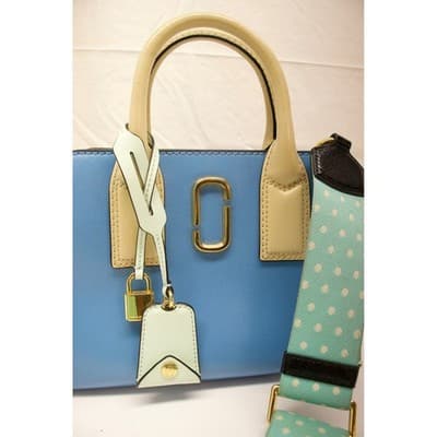 Marc Jacobs Little Big Shot Satchel Blue Yellow Saffiano Leather Handbag F-5 - Thumbnail 7