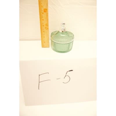Vintage Style Seafoam Green Ribbed Glass Candy Dish with Silver Finial Lid - Thumbnail 4