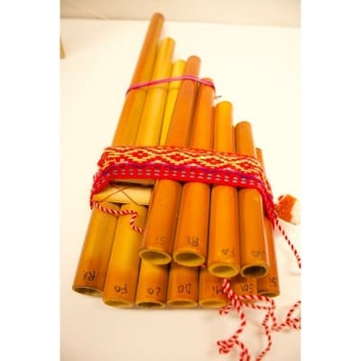11.5" Andean Bamboo Pan Flute 13 Pipe Double Row Siku Zampoña Folk Instrument - Thumbnail 4