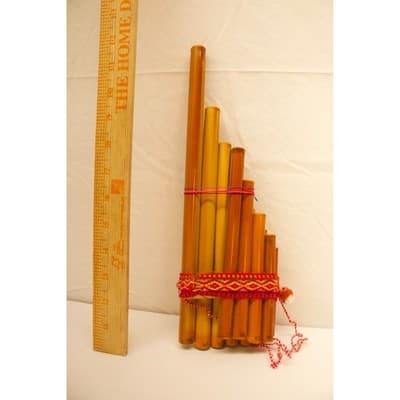 11.5" Andean Bamboo Pan Flute 13 Pipe Double Row Siku Zampoña Folk Instrument - Thumbnail 2