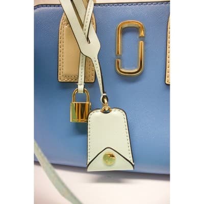 Marc Jacobs Little Big Shot Satchel Blue Yellow Saffiano Leather Handbag F-5 - Thumbnail 2