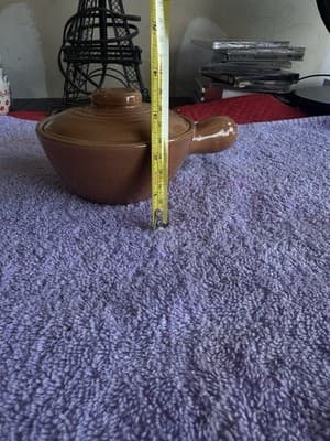 Vintage Brown Glazed Ceramic Soup Bowl with Handle & Lid – 5” Diameter - Thumbnail 7