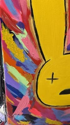 Abstract Pop Art Yellow Bunny Painting Colorful Canvas Wall Art 28x22 - Thumbnail 3
