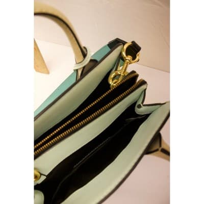 Marc Jacobs Little Big Shot Satchel Blue Yellow Saffiano Leather Handbag F-5 - Thumbnail 4
