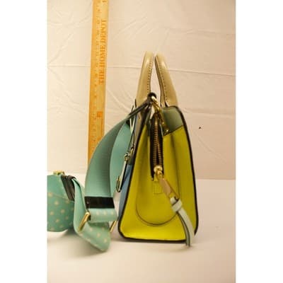 Marc Jacobs Little Big Shot Satchel Blue Yellow Saffiano Leather Handbag F-5 - Thumbnail 8