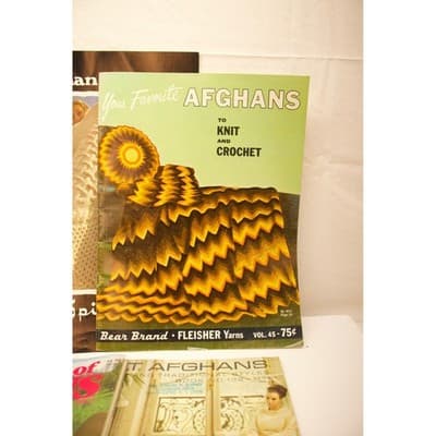 7 Vintage Afghan Crochet & Knitting Pattern Books Bernat McCall's Leisure Arts - Thumbnail 2
