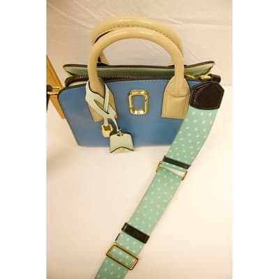 Marc Jacobs Little Big Shot Satchel Blue Yellow Saffiano Leather Handbag F-5 - Thumbnail 6