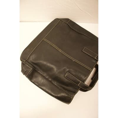 Coach Vintage Black Leather Tote Bag 7787 Contrast Stitch Shoulder Bag F-5 - Thumbnail 8