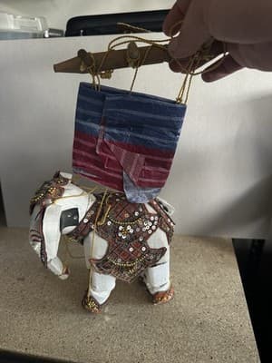 Handmade Decorative Elephant Figurine Beaded Indian Style Ornament - Thumbnail 2