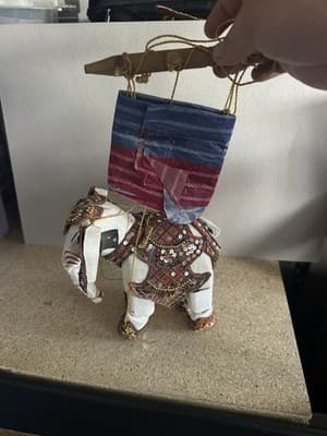 Handmade Decorative Elephant Figurine Beaded Indian Style Ornament