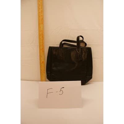 Coach Vintage Black Leather Tote Bag 7787 Contrast Stitch Shoulder Bag F-5 - Thumbnail 5